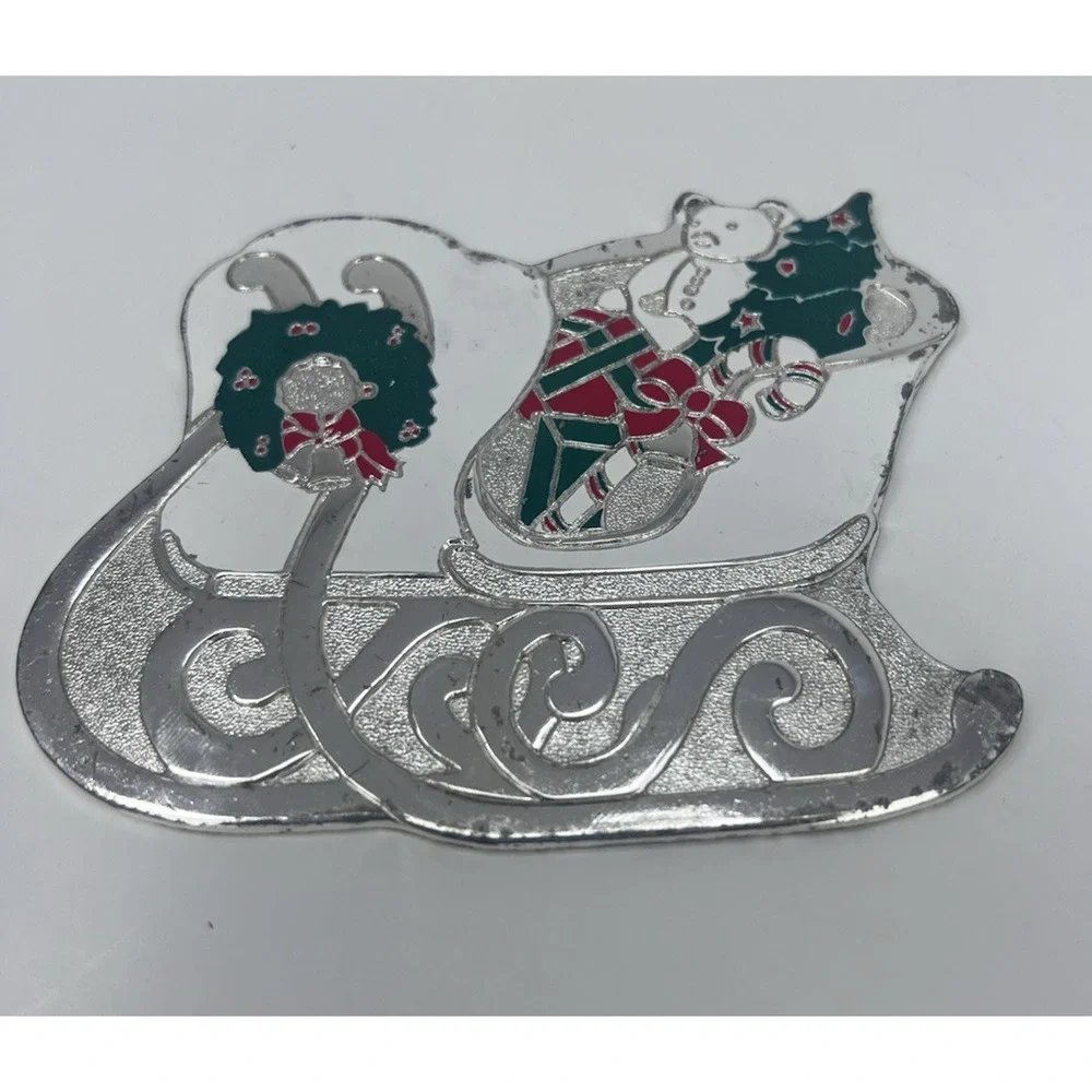Wm. A. Rogers Vintage Christmas Sleigh Coasters Set of 6 Silverplate Felt Back